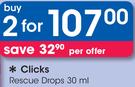 Clicks Rescue Drops-2x30ml