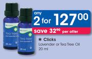 Clicks Lavender Or Tea Tree Oil-2x20ml