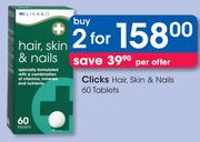 Clicks Hair, Skin & Nails 60 Tablets-For 2