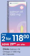 Clicks Salmon Oil Omega 3 1000mg 60 Capsules-For 2