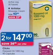 Clicks Flaxseed Oil 1000mg 90 Capsules-For 2