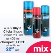 Clicks Shave Foams-200/400ml Each