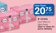 Lil-Lets Duo Maxi Or Ultra Pads-Per Pack