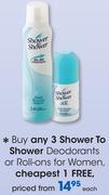 Shower To Shower Deodorants Or Roll-Ons For Women-Each