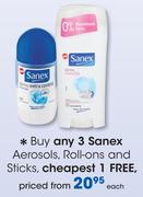 Sanex Aerosols, Roll-Ons And Sticks-Each