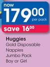 Huggies Gold Disposable Nappies Jumbo Pack Boy Or Girl-Per Pack
