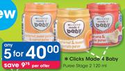 Clicks Made 4 Baby Puree Stage 2-5x120ml