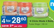 Clicks Made 4 Baby Puree Stage 1-4x80ml