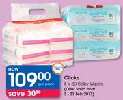 Clicks 6x80 Baby Wipes-Per Pack