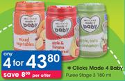 Clicks Made 4 Baby Puree Stage 3-4x180ml