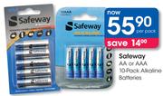 Safeway AA Or AAA 10 Pack Alkaline Batteries-Per Pack