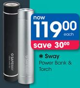 Sway Power Bank & Torch-Each