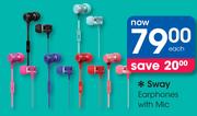 Sway Earphones With Mic-Each