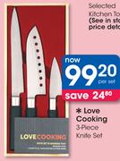 Love Cooking 3 Piece Knife Set-Per Set