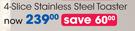 Safeway 4 Slice Stainless Steel Toaster