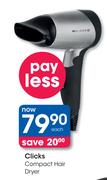 Clicks Compact Hair Dryer-Each