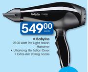 Babyliss 2100Watt Pro Light Italian Hairdryer