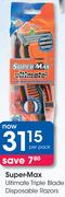 Super-Max Ultimate Triple Blade Disposable Razors-Per Pack