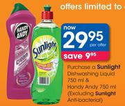 Sunlight Dishwashing Liquid-750ml & 