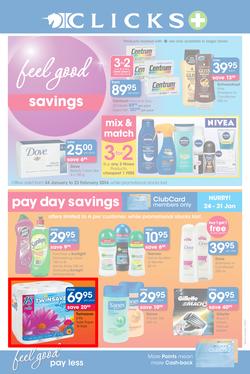 Clicks : Feel Good Savings (24 Jan - 23 Feb 2014), page 1