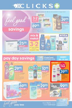 Clicks : Feel Good Savings (24 Jan - 23 Feb 2014), page 1
