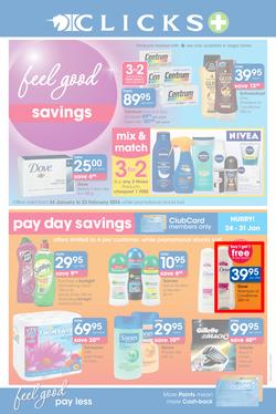 Clicks : Feel Good Savings (24 Jan - 23 Feb 2014), page 1