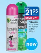 Garnier Body Spray For Women Or Men-150ml Each