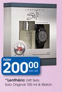 Lentheric Gift Sets:Solo Original-100ml & Watch