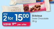 D.Licious Swiss Chocolate-2x35g