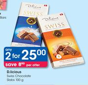 D.licious Swiss Chocolate Slabs-2x100g