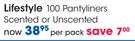 Lifestyle 100 Pantyliners Scented Or Unscented-Per Pack