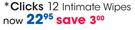 Clicks 12 Intimate Wipes