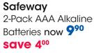 Safeway 2 Pack AAA Alkaline Batteries