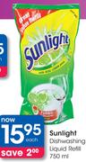 Sunlight Dishwashing Liquid Refill-750Ml