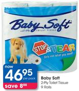 Baby Soft 2 Ply Toilet Tissue 9 Rolls-Per Pack
