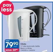  Clicks 1.7 Litre Automatic Kette Black Or White CAK001B Or CAK001W-Each