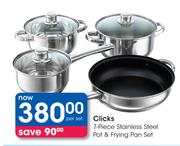 Clicks 7 Piece Stainless Steel Pot & Frying Pan Set-Per Set