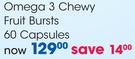 Omega 3 Chewy Fruit Bursts 60 Capsules-Per Pack