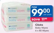 Clicks Baby Wipes 6x80 Wipes-Per Pack