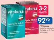 Vitaforce Ladyvite, Mensvite, Fortiplus or 21 Plus 60 Tablets-Per Pack