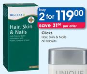 Clicks Hair, Skin & Nails Tablets-2 x 60's