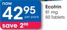 Ecotrin 81mg 50 Tablets-Per Pack
