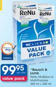 Bausch & Lomb Renu Multiplus Or Multi-Purpose-360+240Ml-Per Pack