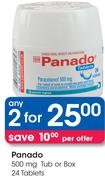 Panado 500mg Tub Or Box 24 Tablets-Any 2Packs
