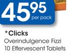 Clicks Overindulgence Fizzi 10 Effervescent Tablets-Per Pack