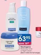 Neutrogena Moisturiser, Toner Or Night Cream-Each