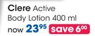 Clere Active Body Lotion-400ml Each