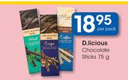 D.Licious Chocolate Sticks-75g