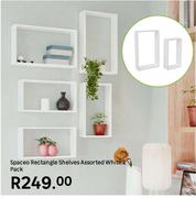 Spaceo Rectangle Shelves Assorted White 2 Pack