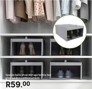 Spaceo Balto Shoe Storage Textile Box Grey W43cm x D35cm x H1cm